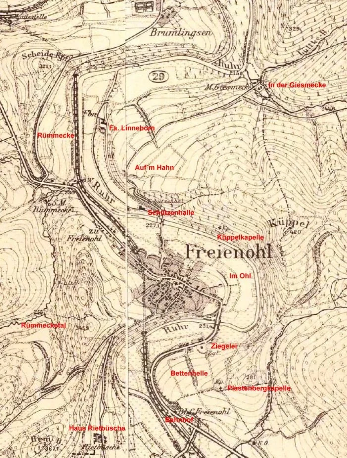 Topographische Karte aus dem Jahre 1896 - Ausschnitt