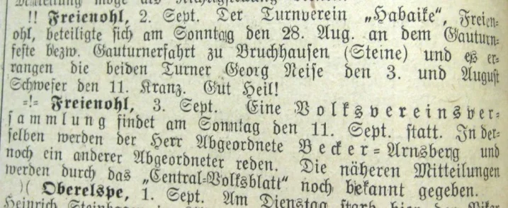 Artikel des Central-Volksblattes aus dem Jahre 1910