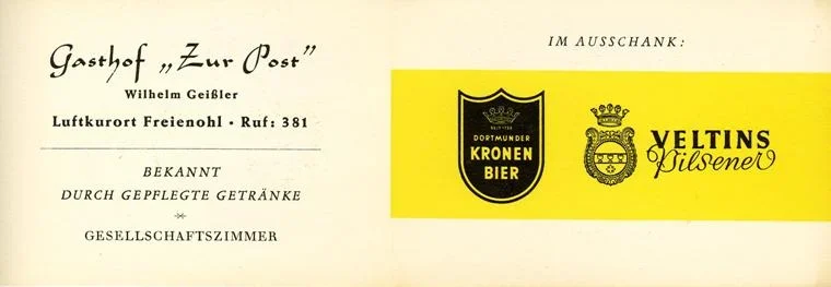Visitenkarte, wo sich Wilhelm Geißler selbst als der "arme Wilhelm" titulierte