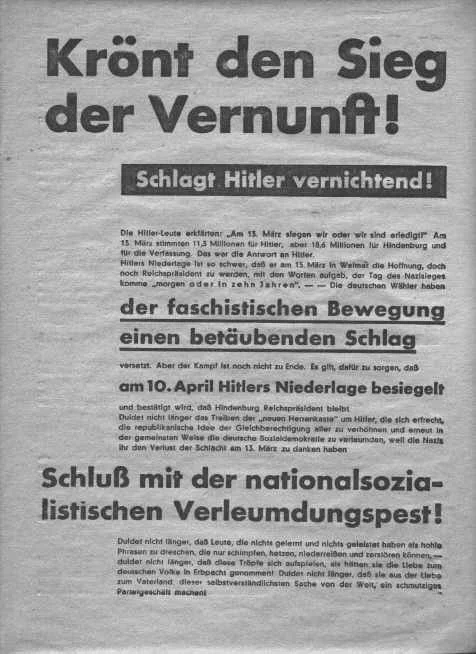 Flugblatt aus dem Jahre 1932