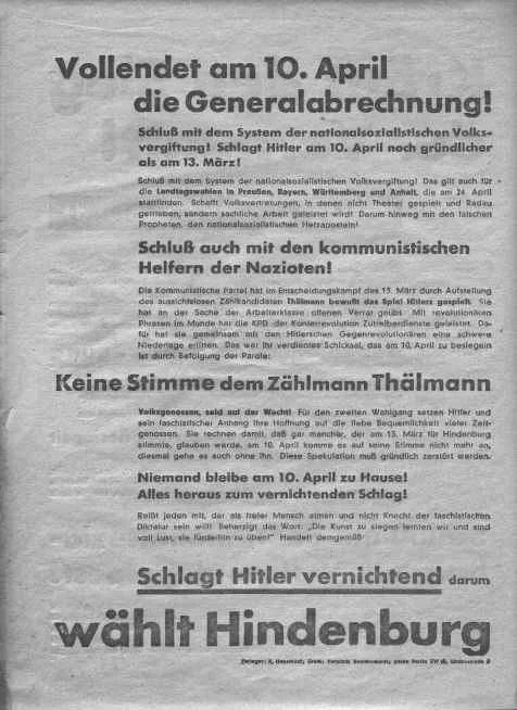 Flugblatt aus dem Jahre 1932
