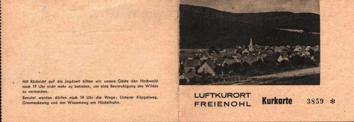 Aussenseite der Kurkarte von Freienohl aus den 60er Jahren