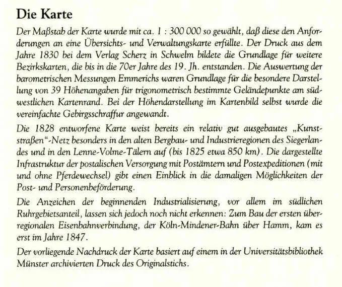 Auszug Karte vom Reg. Bezirk Arnsberg (Top.), 1828 Beschreibung