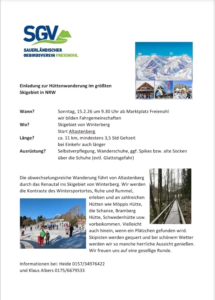 Einladung zur Hüttenwanderung 2026