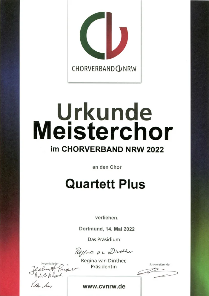Vocalensemble „Quartett Plus“ aus Freienohl wieder „Meisterchor“
