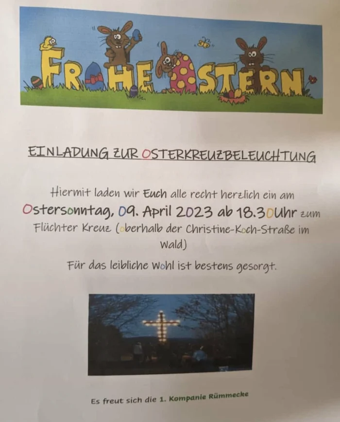 Osterkreuz-Beleuchtung bei der ersten Kompanie
