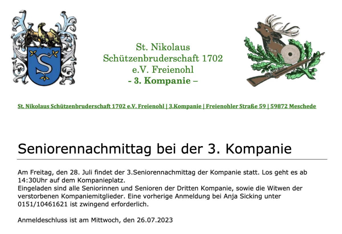 Seniorennachmittag bei der 3. Kompanie am