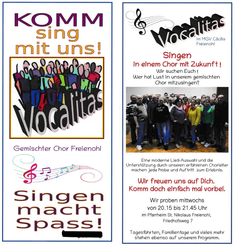 Flyer Chor mit Zukunft - Vocalitas Freienohl
