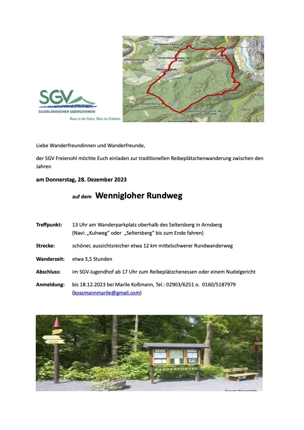 Reibeplätzchenwanderung 2023 der SGV-Abteilung Freienohl