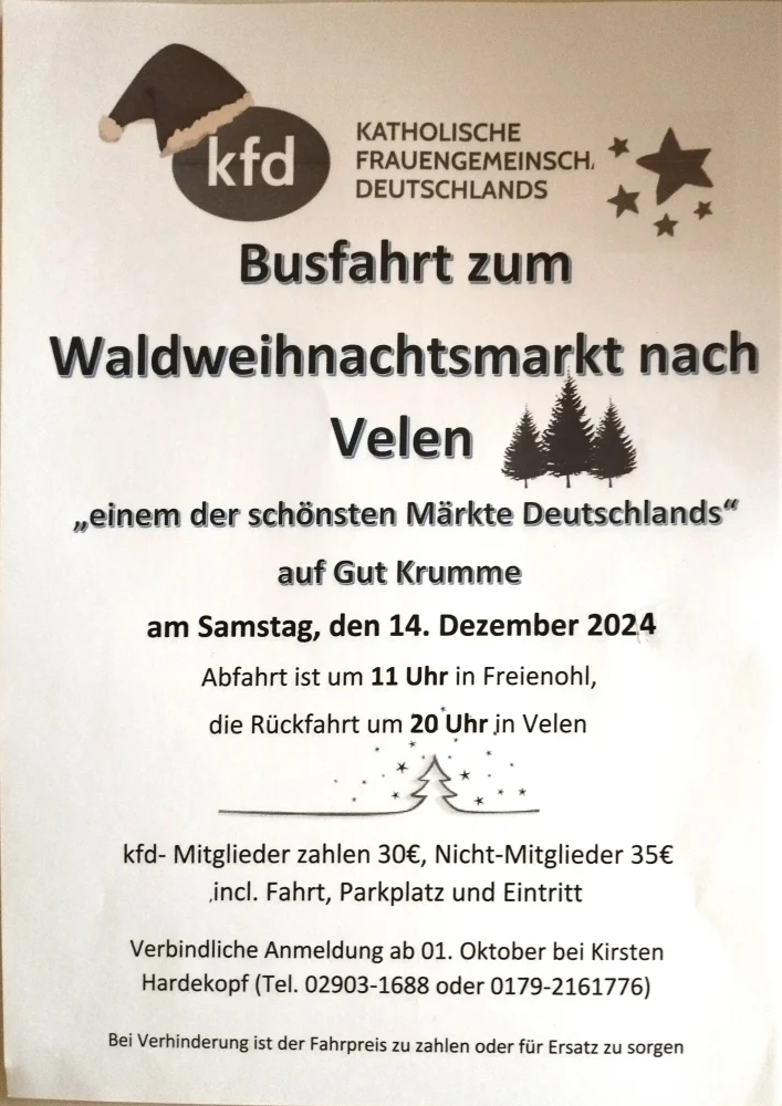 Fahrt der kfd zum Weihnachtsmarkt mit Zacharias-Reisen