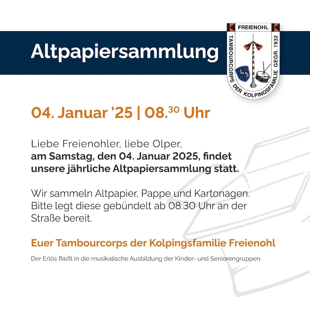 Papieraktion 2025 des Tambourcorps
