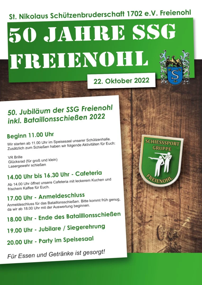 Batallionsschießen 2022 und 50 Jahre Schießsportgruppe am 22.10.2022
